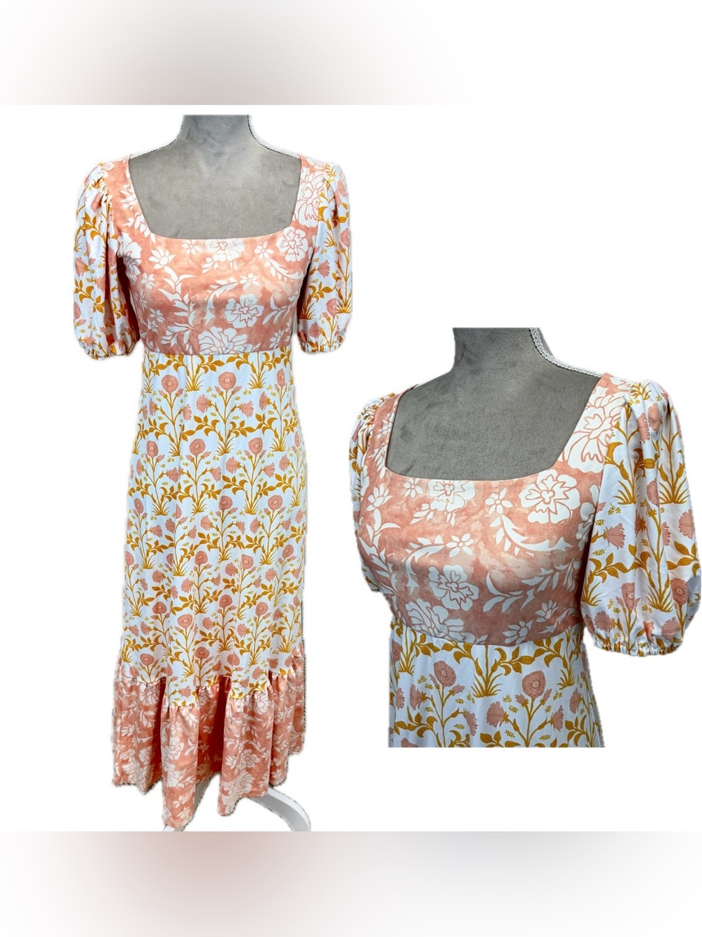 Smith & Quinn Beatrice Mixed Floral Dress S Puff Sleeve Midi Dusk Floral Cittage